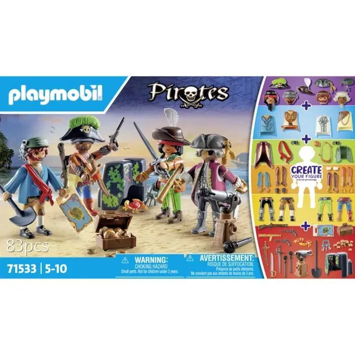 Playmobil 71533 - My Figures : Pirates - Set de 4 figurines pirates avec accessoires - Jeu de construction pour enfants à partir de 4 ans