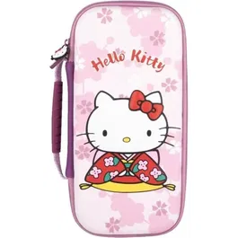 Konix Housse de protection et transport Nintendo Switch avec motif Hello Kitty 3D rose - Compatible Switch 2, Switch et OLED - Avec filet à accessoires et 8 compartiments pour jeux