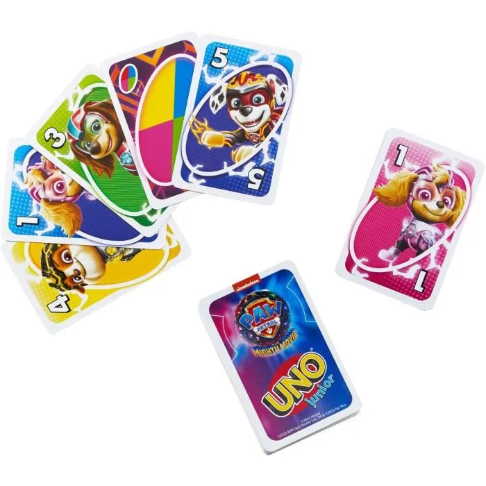 Mattel Games UNO Junior PAW Patrol La Super Patrouille Jeu de cartes pour enfants 3 ans et plus 56 cartes HPY62