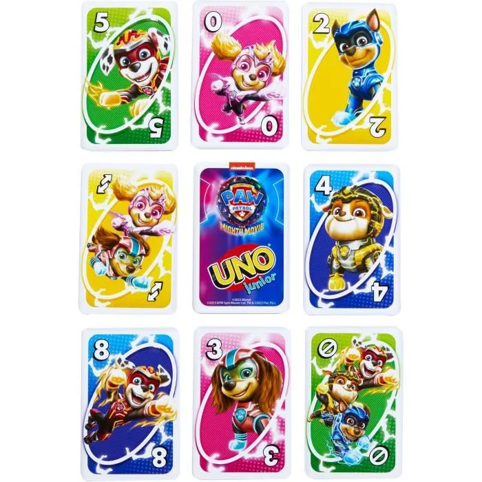 Mattel Games UNO Junior PAW Patrol La Super Patrouille Jeu de cartes pour enfants 3 ans et plus 56 cartes HPY62