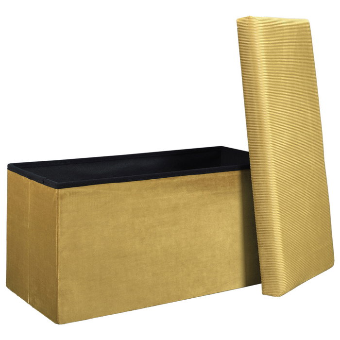 Home Deco Factory Pouf coffre Giulia jaune moutarde