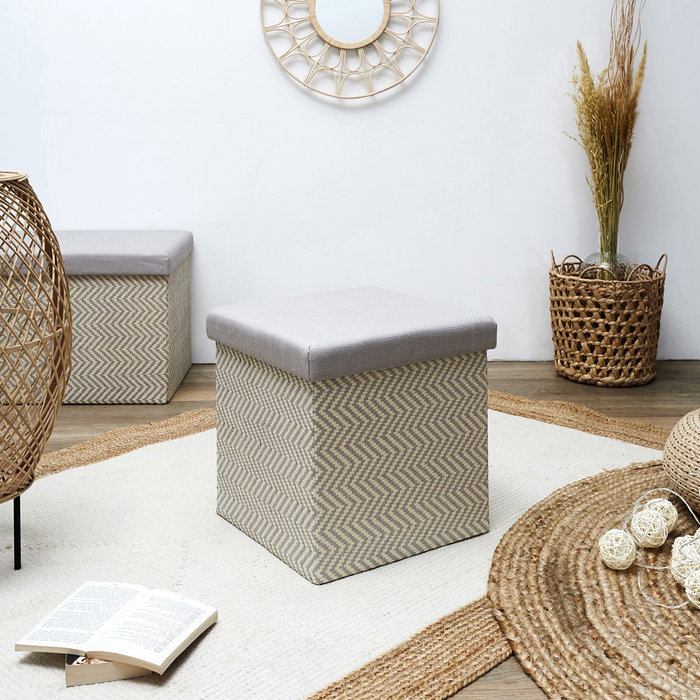 Home Deco Factory CAJA-PUF PLEGABLE TRENZADO GRI Gris Home Deco Factory CAJA-PUF PLEGABLE TRENZADO GRI Gris