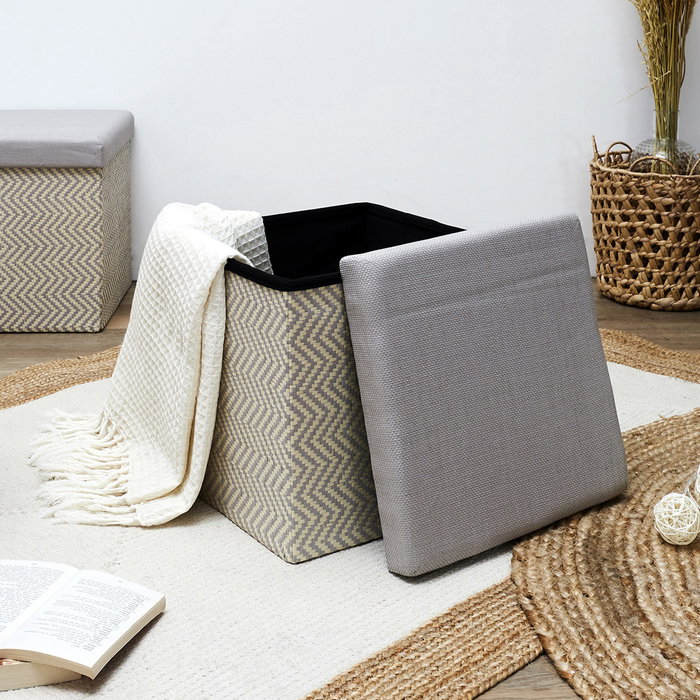 Home Deco Factory CAJA-PUF PLEGABLE TRENZADO GRI Gris Home Deco Factory CAJA-PUF PLEGABLE TRENZADO GRI Gris
