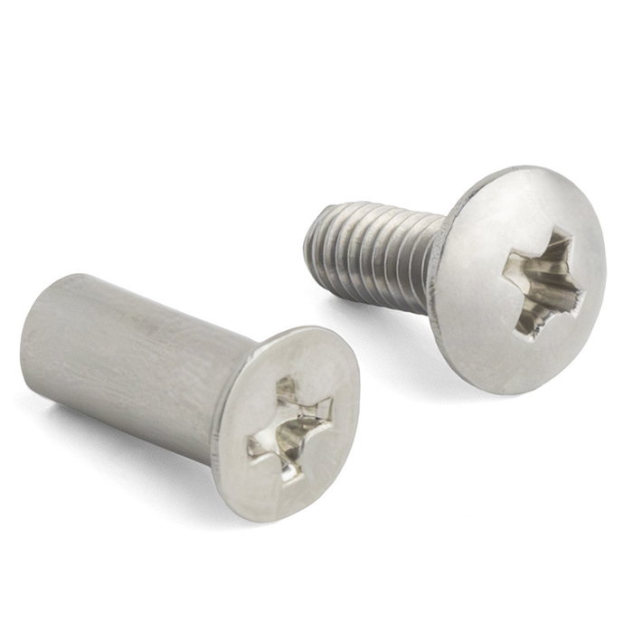 Herrajes ALK Vis à tête fraisée passante inoxydable M4 x 12 mm pour fixation de charnière de placard, tube de bague et accessoires