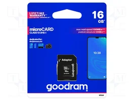 GOODRAM Carte mémoire microSDHC 16 Go avec adaptateur