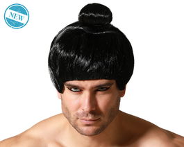 Peluca - Perruque Samurai Noire Avec Haut Chignon 150g - Pour Cosplay, Théâtre, Fêtes