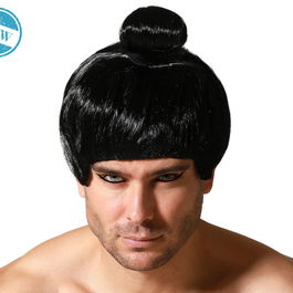 Peluca - Perruque Samurai Noire Avec Haut Chignon 150g - Pour Cosplay, Théâtre, Fêtes