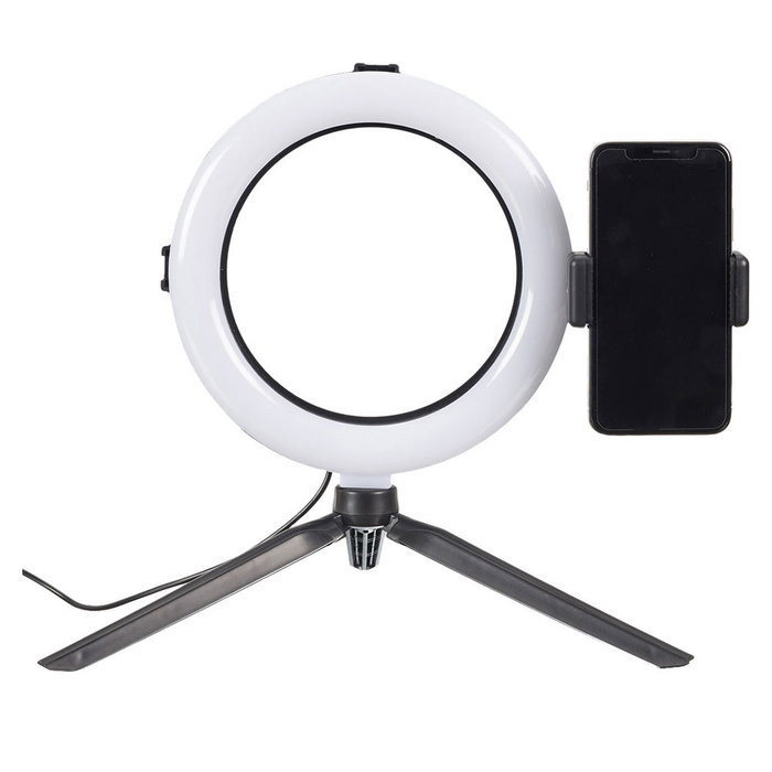 BeMIX Trépied Selfie avec Anneau Lumineux LED 72 LEDs de 20 cm - 3 Niveaux de Luminosité, Compatible Smartphones