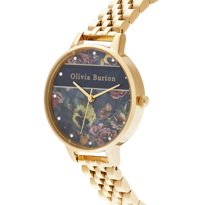 OLIVIA BURTON montre OB16VS01 dorée avec cadran bleu