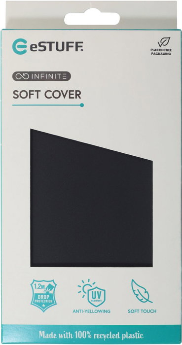 eSTUFF Coque iPhone 14 Plus INFINITE VIENNA - TPU 100% recyclé noir - Protection anti-chute jusqu'à 1.2 m - Certification GRS