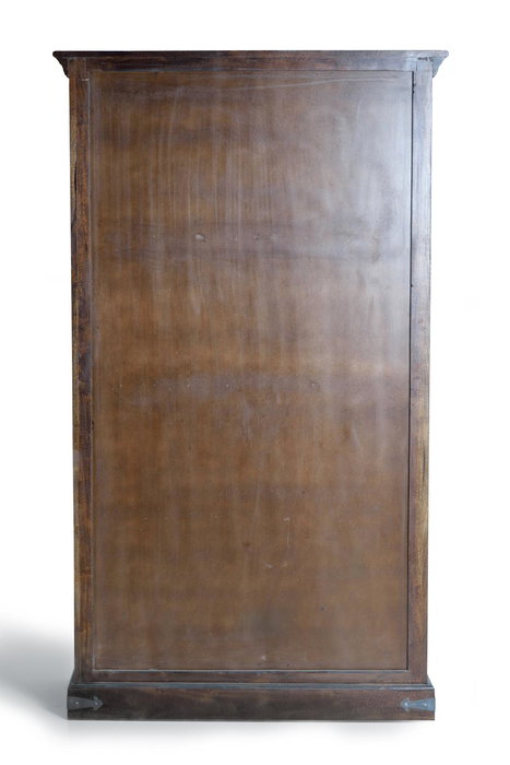 GINER Y COLOMER - Armoire 2 portes en bois manguier avec détails bronze, couleur noyer foncé, 3 étagères intérieures, 190 x 110 x 50 cm