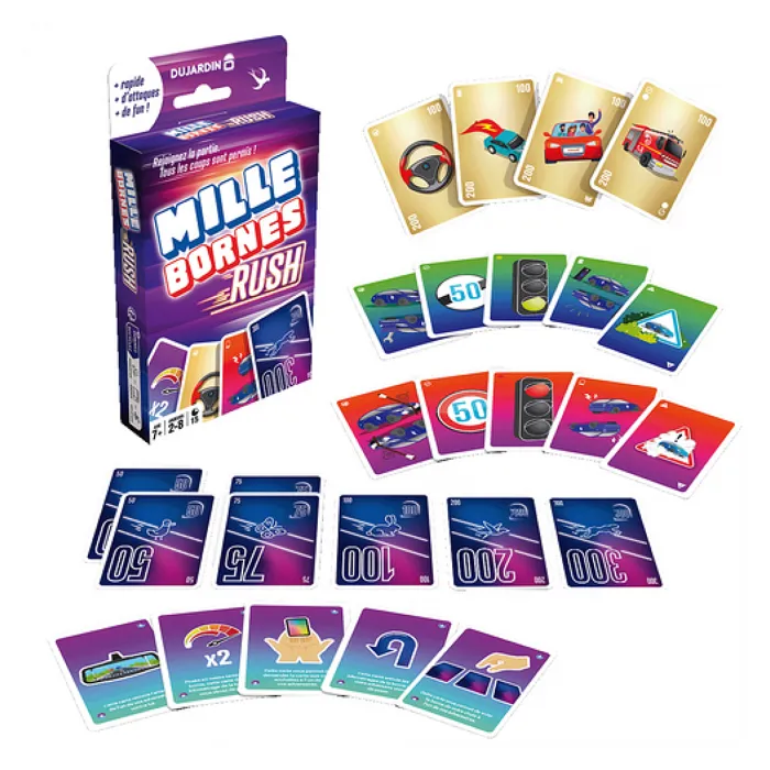 Dujardin - Mille Bornes Rush - Jeu de société de cartes pour atteindre 1000 kilomètres