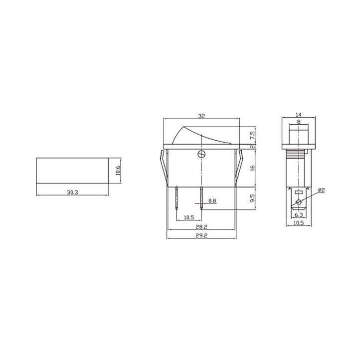 Edm Interrupteur on-off-on étroit noir 15A 250V Edm Interrupteur on-off-on étroit noir 15A 250V
