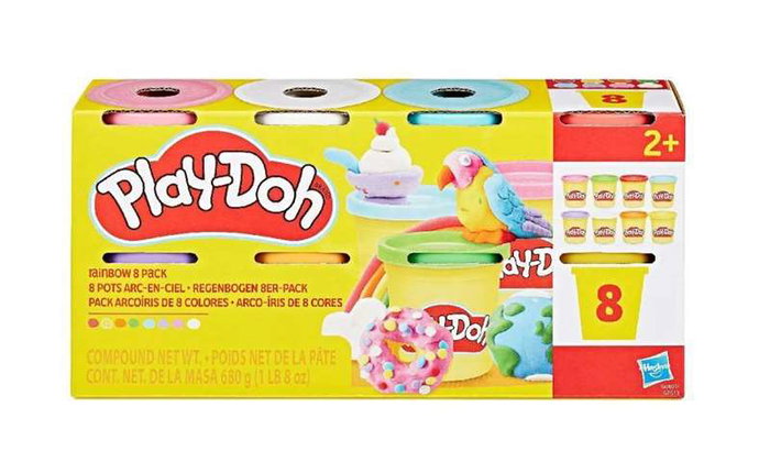 Playdoh 8 couleurs arc-en-ciel, pack de 8 pots de 85 g