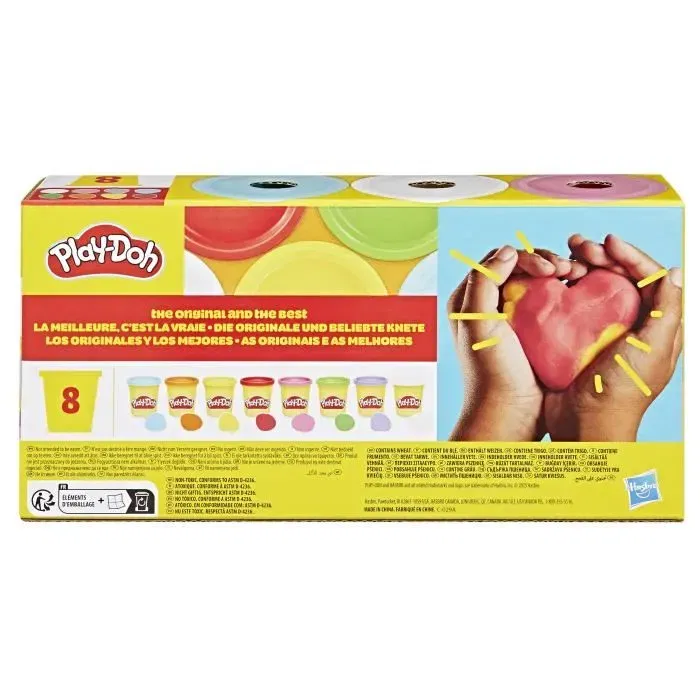 Play-Doh Pâte à modeler, 8 couleurs arc-en-ciel dans des pots de 85 g, référence Playdoh