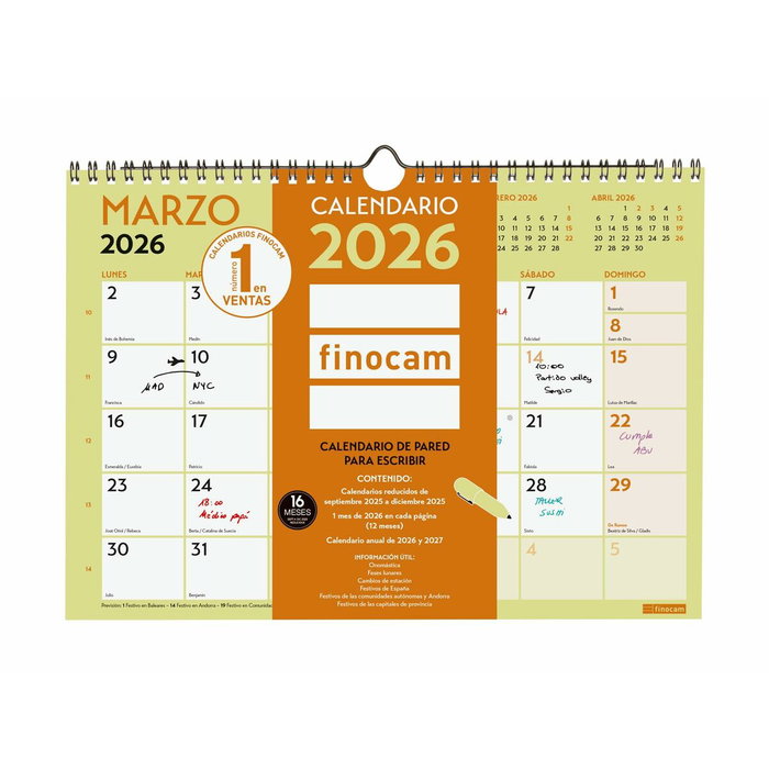 calendrier mural Finocam Multicouleur A4 Papier calendrier mural Finocam Multicouleur A4 Papier