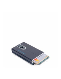 Piquadro Porte-cartes Blue Square en cuir bleu pour hommes