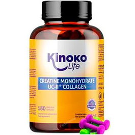 Kinoko Life Créatine Monohydratée Micronisée 3000 mg avec Collagène UC-II 180 Gélules - Supplément Musculaire et Articulaire Prise Pre-Workout