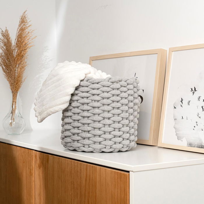 Panier décoratif Vinthera Moa Coton Gris 23 x 21 cm