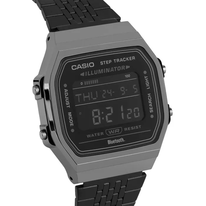 Casio ABL Montre Connectée 38 mm Noir Bluetooth Smart Compteur de Pas Mémoire 200 Tours Alarme