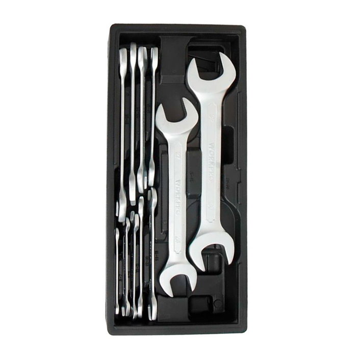 Workpro Jeu de 11 clés fixes à double mâchoire ouverte série modulaire Workpro Jeu de 11 clés fixes à double mâchoire ouverte série modulaire