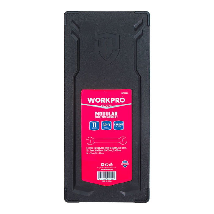 Workpro Jeu de 11 clés fixes à double mâchoire ouverte série modulaire Workpro Jeu de 11 clés fixes à double mâchoire ouverte série modulaire