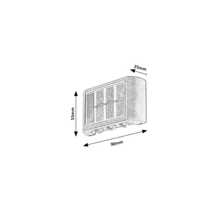 RABALUX Applique Extérieure Solaire Kangton LED 1.2W 8Lm 3000K IP44 Noir Plastique RAB-77024