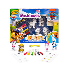 Crayola Washimals Set 4 Mascotas Patrulla Canina 74-0290 - Jouet créatif lavable Paw Patrol avec marqueurs et autocollants pour enfants dès 3 ans