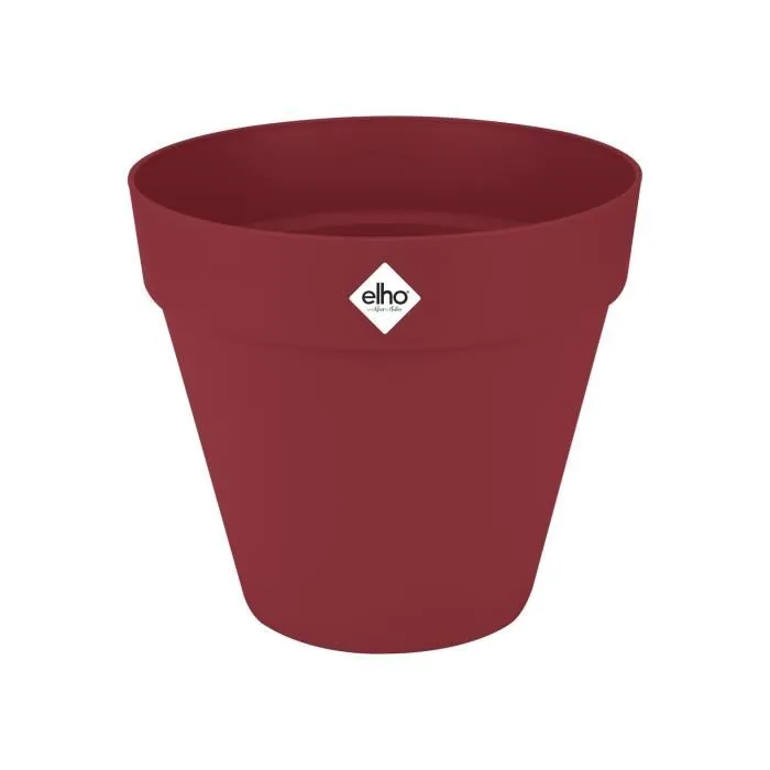 Elho Pot de Fleurs Loft Urban Rond, Rouge, Ø 28.5 x H 26 cm, Réservoir d'eau, 100% Recyclé, Pour Extérieur