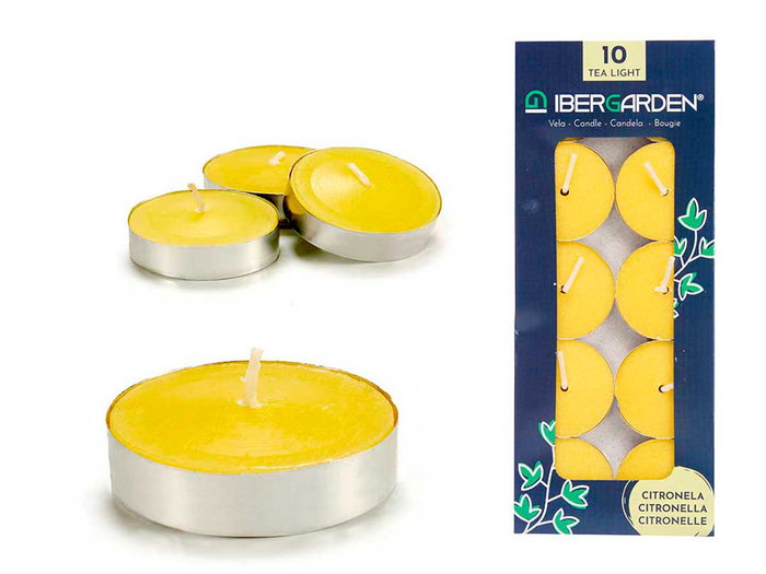 Ibergarden Lot de 10 bougies chauffe-plat Citronnelle 7.5x19x1.5 cm (Set de 96)