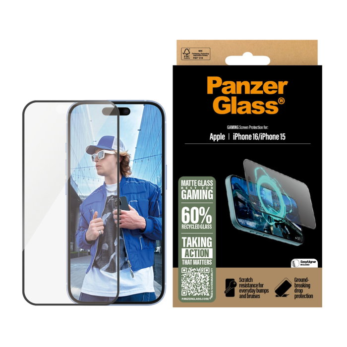 PanzerGlass Gaming Screen Protector pour iPhone 16 15 UWF