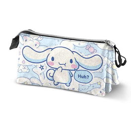 Karactermania Cinnamoroll Ptodo Triple Candy - Porte-crayons à plat avec 3 compartiments et fermeture à glissière - 11 x 23 x 8 cm - Azul