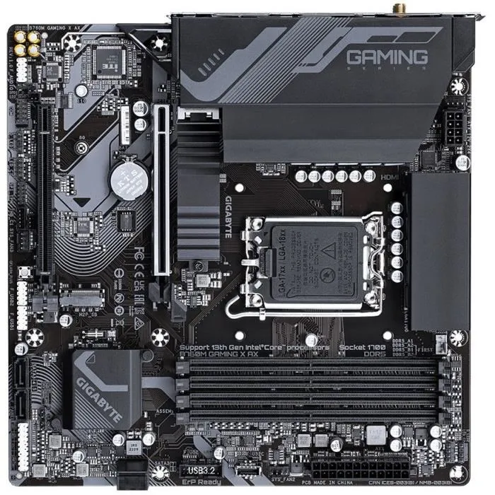 Gigabyte B760M Gaming X AX Carte mère LGA 1700 Intel 12e/13e/14e Gen, Wi-Fi 6E, DDR5, LAN 2.5GbE, USB 3.2 Gigabyte B760M Gaming X AX Carte mère LGA 1700 Intel 12e/13e/14e Gen, Wi-Fi 6E, DDR5, LAN 2.5GbE, USB 3.2