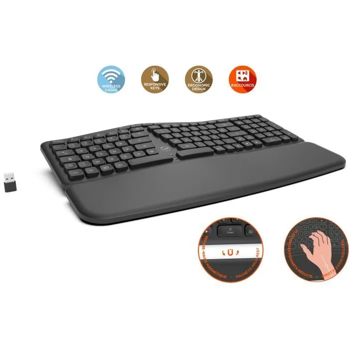Mobility Lab Clavier sans fil ergonomique ML313153 avec touches concaves pour Windows