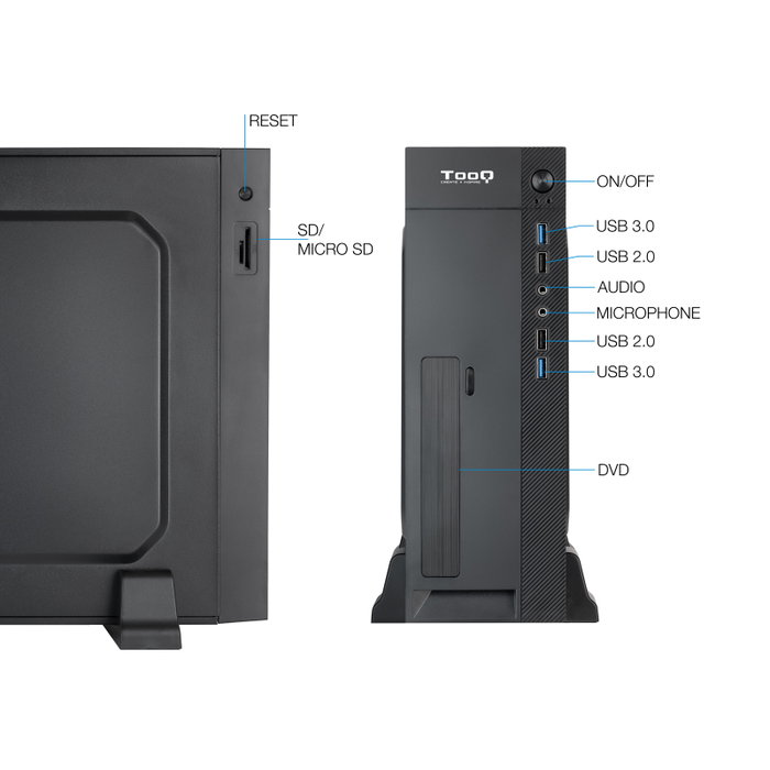 Tooq TQC-3008U3CD Boîtier PC Slim Micro-ATX Noir avec Alimentation 500W SFX USB 3.0 Tooq TQC-3008U3CD Boîtier PC Slim Micro-ATX Noir avec Alimentation 500W SFX USB 3.0