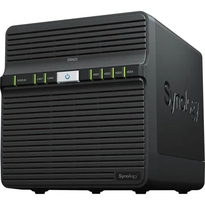Synology DS423 - Serveur NAS 4 baies avec 2 Go RAM - Stockage réseau et gestion sécurisée des données via DSM