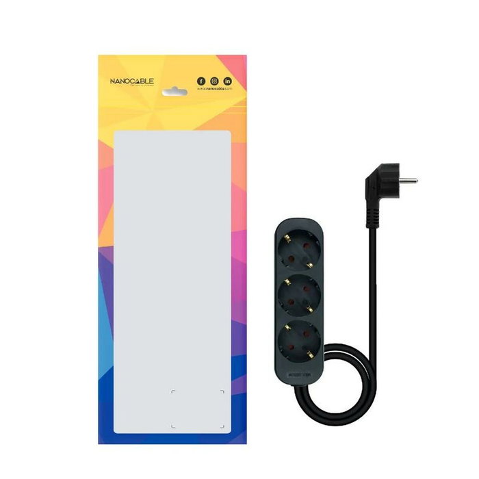 Réglette NANOCABLE 10.37.0004-NS-BK 3680 W 250 V 1,4 m Réglette NANOCABLE 10.37.0004-NS-BK 3680 W 250 V 1,4 m