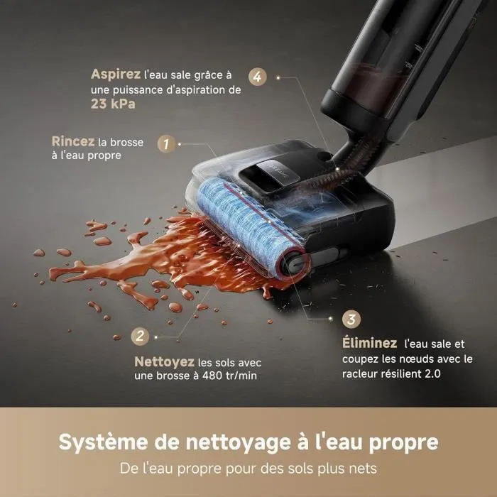 Dreame H15 Mix Aspirateur Balai Laveur Sans Fil 7-en-1 - Aspiration 23000 Pa - Bras Robotique IA - Nettoyage Triple Bordures - Lavage à l'Eau Chaude 100 °C - Autonomie 75 min Dreame H15 Mix Aspirateur Balai Laveur Sans Fil 7-en-1 - Aspiration 23000 Pa - Bras Robotique IA - Nettoyage Triple Bordures - Lavage à l'Eau Chaude 100 °C - Autonomie 75 min