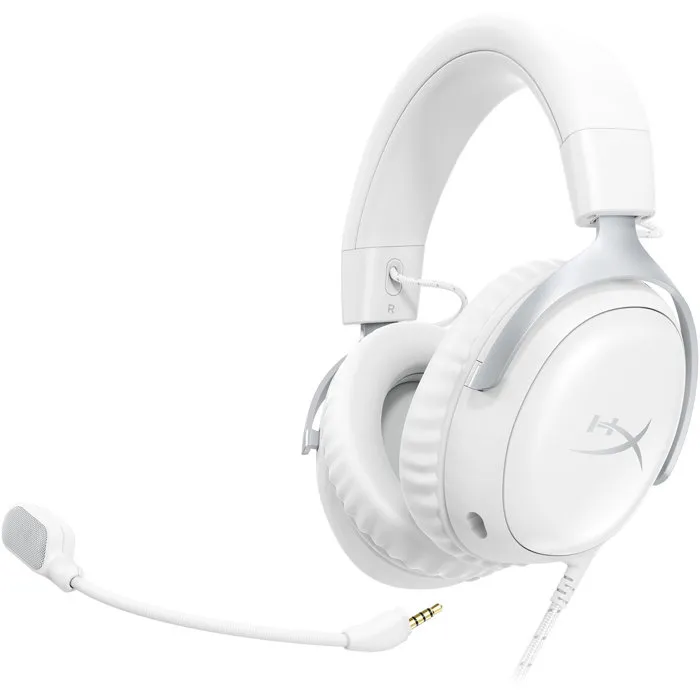 HyperX Cloud III - Casque Gamer Filaire avec Micro pour PC et Console - Blanc