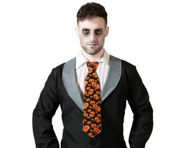 Atosa Cravate Orange avec Citrouilles Noires de 43 cm pour Halloween