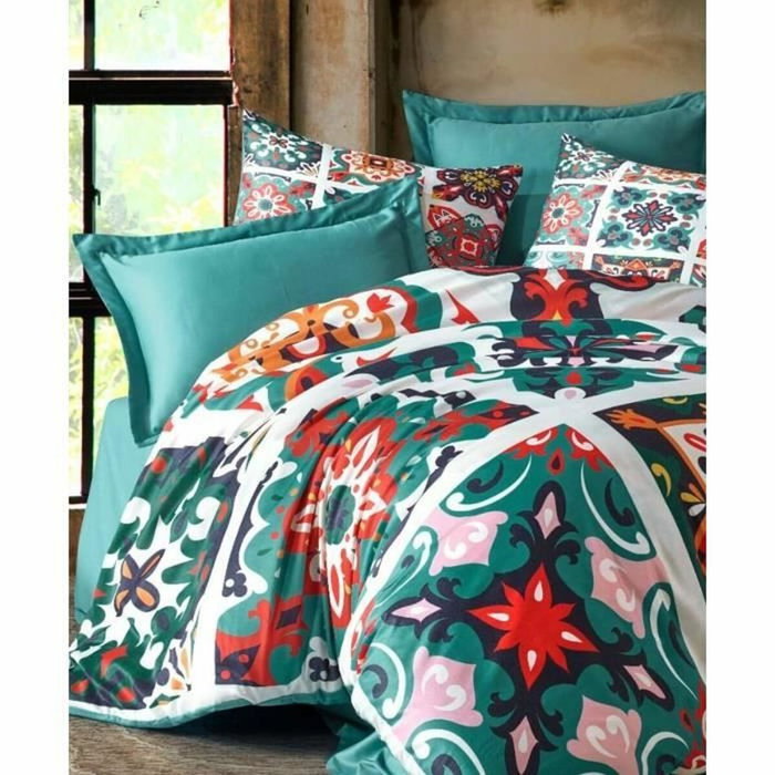 BigBuy Home Parure de lit King Size 3 pièces Vert avec impression 3D