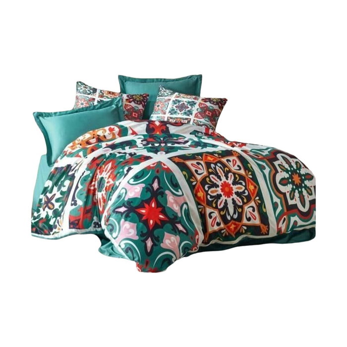 BigBuy Home Parure de lit King Size 3 pièces Vert avec impression 3D
