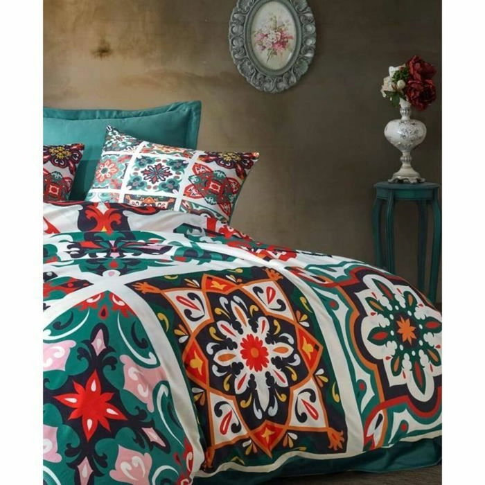 BigBuy Home Parure de lit King Size 3 pièces Vert avec impression 3D