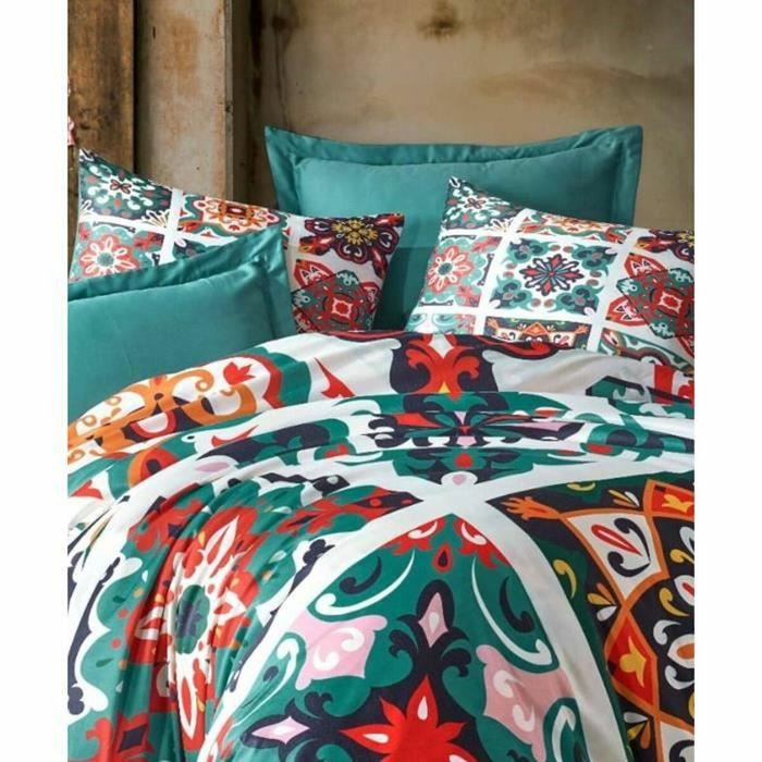 BigBuy Home Parure de lit King Size 3 pièces Vert avec impression 3D