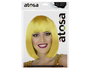 Peluca de disfraces couleur jaune lisse avec frange, 100 g, idéale pour cosplay, festivals et fêtes