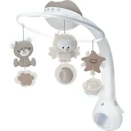 Infantino 4915 - Mobile Musical 3 en 1 Évolutif Douce Nuit avec Veilleuse, Lampe à Poser, Miroir et Réglage Volume - Blanc