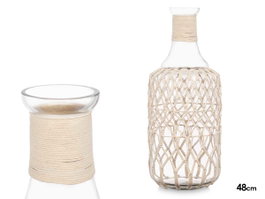 GIFTDECOR Lot de 2 bouteilles décoratives en verre et corde blanche