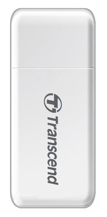 Transcend RDF5 Lecteur de cartes SD et microSD, USB Type-A 3.1 Gen 1, Blanc, multifonction avec connecteur USB intégré