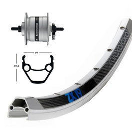 Exal Roue avant 26x1.75 avec moyeu dynamo Shimano
