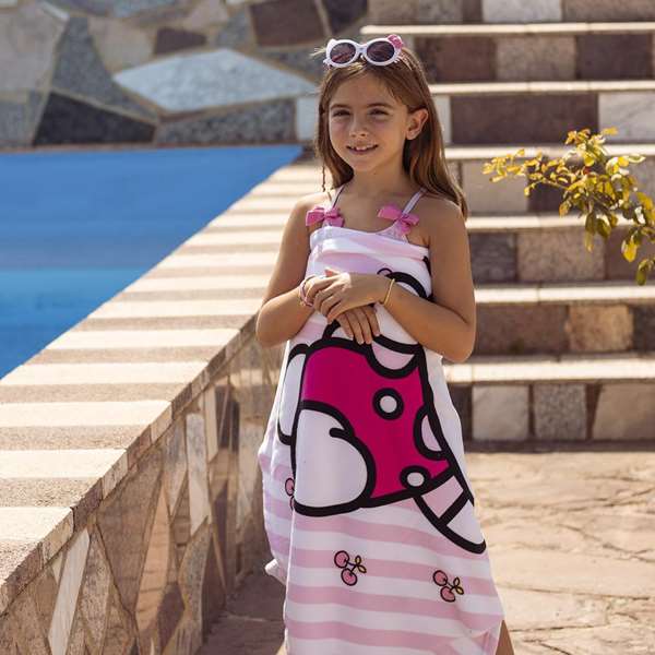 Cerda Toalla Microfibra Hello Kitty 70 x 140 cm - Serviette en microfibre - Motif Hello Kitty - Rose clair